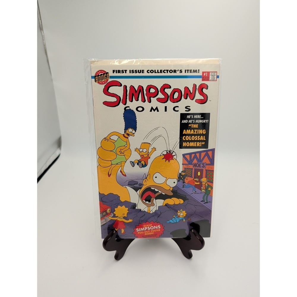 Simpsons Comics 1 Bongo Comics 1993 First Issue Bart Homer w/ Poster